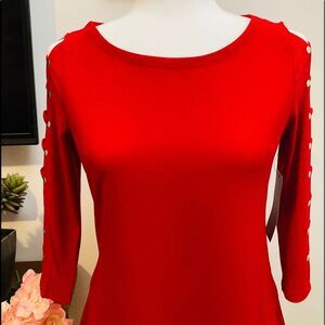 Love Scarlett Blouse Woman Red Size Small Tops 3/4 Sleeves